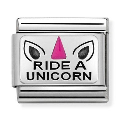Nomination ezüst 'Ride a unicorn' charm - 330208/21