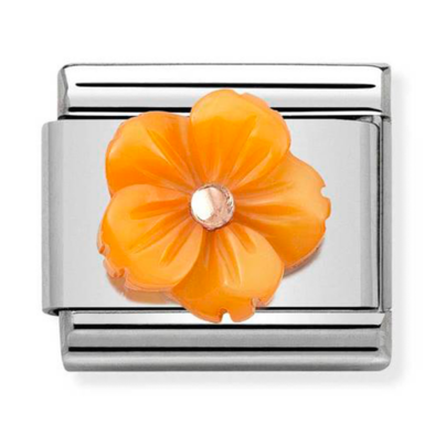 Nomination tenyésztett gyöngy narancs virág charm - 430510/05