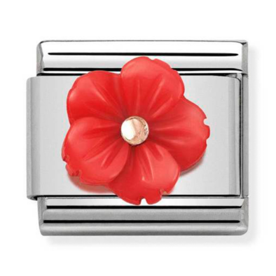 Nomination tenyésztett gyöngy piros virág charm - 430510/07