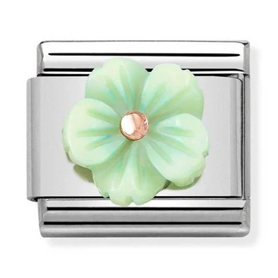 Nomination tenyésztett gyöngy zöld virág charm - 430510/10