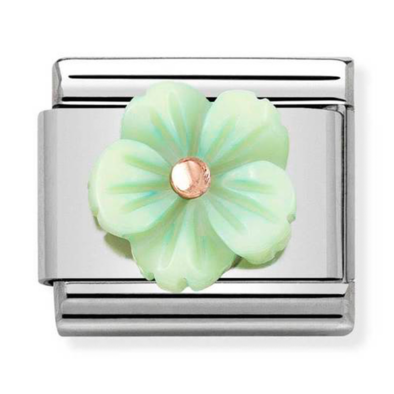 Nomination tenyésztett gyöngy zöld virág charm - 430510/10