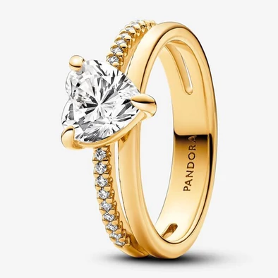Pandora arany szív dupla gyűrű - 163100C01-50
