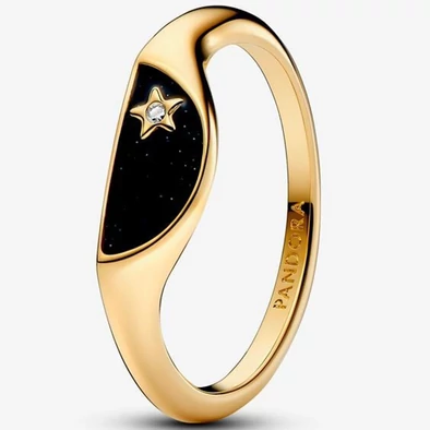 Pandora Me aranyozott tűzzománc pecsétgyűrű - 163325C01-50