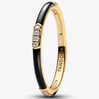 Pandora Fekete tűzzománcos és köves gyűrű - 163686C01-50