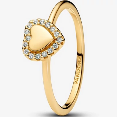 Pandora sárga arany gravírozható szív glória gyűrű - 163801C01-50