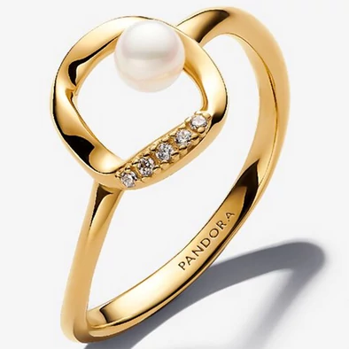 Pandora organikus formájú pavé kör & tenyésztett gyöngy charm - 163831C01-50