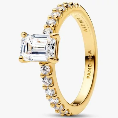 Pandora szikrázó téglalap aranyozott gyűrű - 164506C01-48