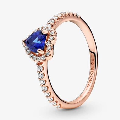 Pandora szikrázó kék kiemelt szív gyűrű - 188421C01-50