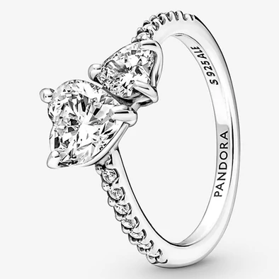 Pandora dupla csillogó szív gyűrű - 191198C01-50