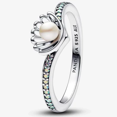 Pandora Disney Ariel hercegnő kagylója kezelt édesvízi tenyésztett gyöngyös gyűrű - 193654C01-50
