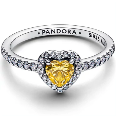 Pandora sárga szív szikrázó gyűrű - 198421C06-50 Pandora sárga szív szikrázó gyűrű - 198421C06-50