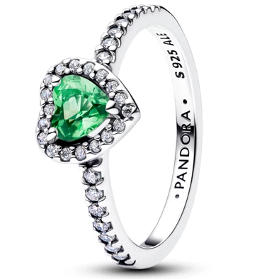 Pandora kiemelt mentazöld szív gyűrű - 198421C08-52