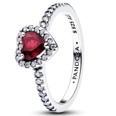 Pandora kiemelt fukszia rózsaszín szív gyűrű - 198421C13-50