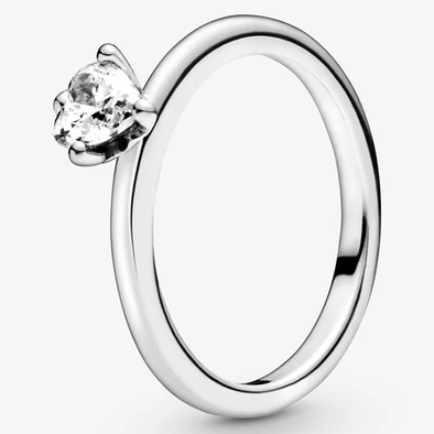 Pandora áttetsző szív szoliter gyűrű - 198691C01-48