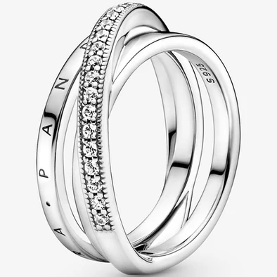 Pandora ezüst összefonódó pavé gyűrű - 199057C01-50 Pandora ezüst összefonódó pavé gyűrű - 199057C01-50