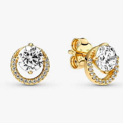 Pandora sárga arany csillogó kerek fülbevaló - 261248C01