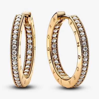 Pandora Moments arany karika fülbevaló cirkóniával - 262738C01 Pandora Moments arany karika fülbevaló cirkóniával - 262738C01