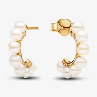 Pandora édesvízi gyöngyös sárga arany nyitott karika fülbevaló - 263179C01