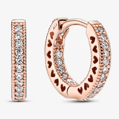 Pandora rozé pavé szív karika fülbevaló - 286317C01