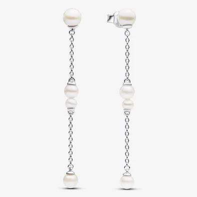 Pandora édesvízi gyöngyös ezüst láncos fülbevaló - 293152C01