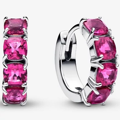 Pandora rózsaszín karika-fülbevaló - 293851C02