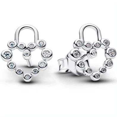 Pandora szikrázó szív alakú lakat beszúrós fülbevaló  - 294419C01