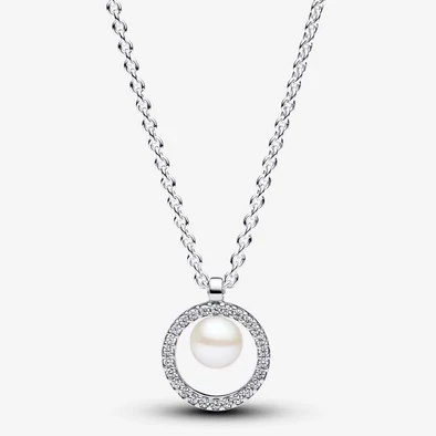 Pandora tenyésztett gyöngy és pavé colier nyaklánc - 393165C01-45 Pandora tenyésztett gyöngy és pavé colier nyaklánc - 393165C01-45