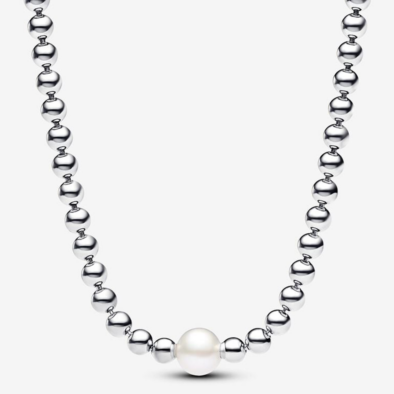 Pandora ezüst gyöngyök és tenyésztett gyöngy nyaklánc - 393176C01-45