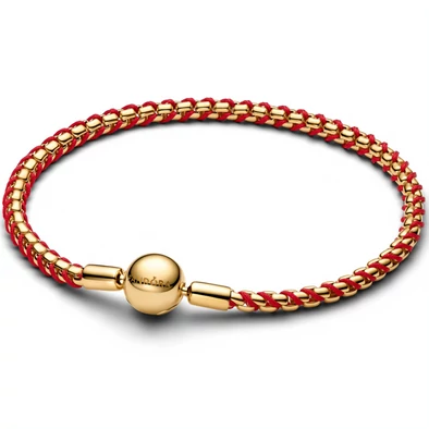 Pandora aranyozott piros zsinóros Moments karkötő  - 563816C01-17