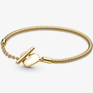 Pandora Moments sárga arany szíves T-kapcsos karkötő - 569285C00-18