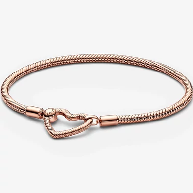 Pandora szív záras Moments rozé arany karkötő - 582257C00-18