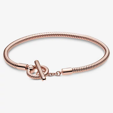 Pandora "T" kapcsos rozé kígyólánc karkötő - 589087C00-20