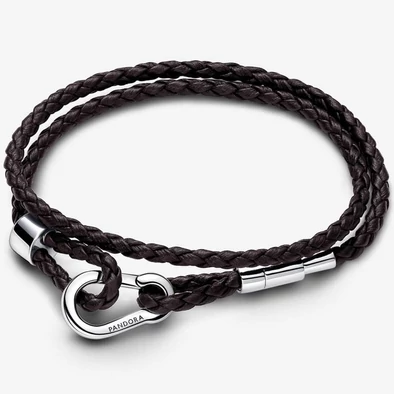 Pandora barna dupla fonott bőr karkötő - 593338C01-D2 Pandora barna dupla fonott bőr karkötő - 593338C01-D2