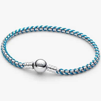 Pandora kék zsinór Moments kígyólánc karkötő - 593816C01-16 Pandora kék zsinór Moments kígyólánc karkötő - 593816C01-16