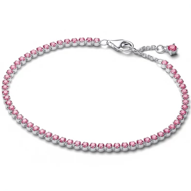 Pandora rózsaszín szikrázó szalag teniszkarkötő  - 593927C02-16