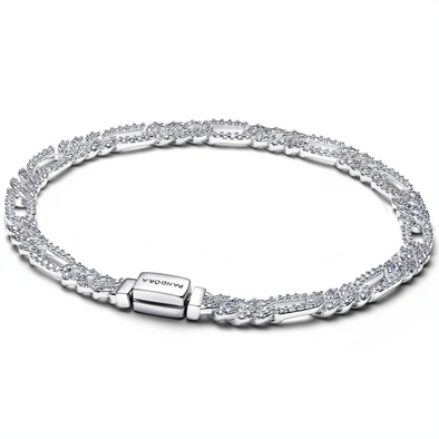 Pandora ezüst kubai láncos karkötő cirkónia kövekkel - 594227C01-16 Pandora ezüst kubai láncos karkötő cirkónia kövekkel - 594227C01-16