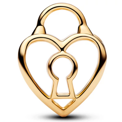 Pandora nyitott szív alakú lakat aranyozott charm  - 764358C00