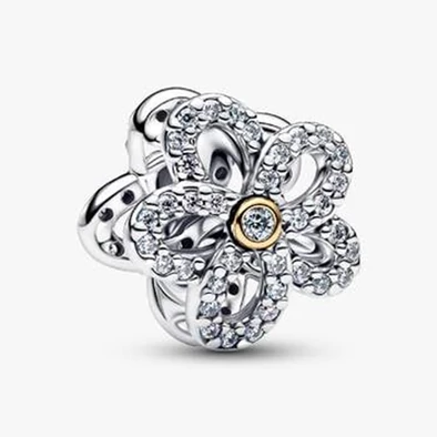 Pandora kéttónusú szikrázó virág charm - 764480C01