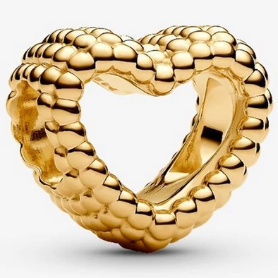 Pandora sárga arany gyöngyös szív charm - 767516C00