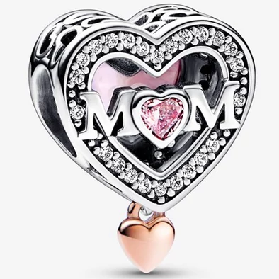 Pandora bicolor áttört anya és szív charm - 782653C01