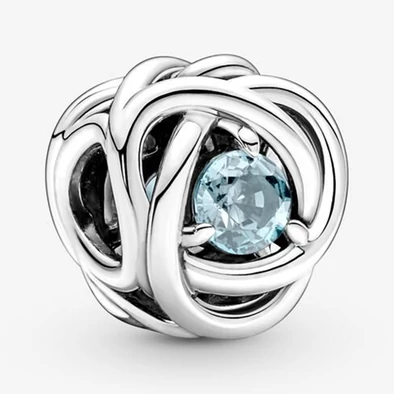 Pandora tengerkék örökkévalóság kör március charm - 790065C09