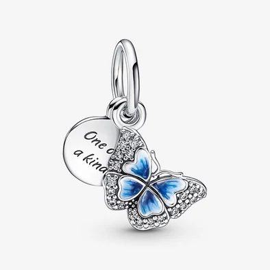 Pandora kék pillangó és idézet dupla függő - 790757C01