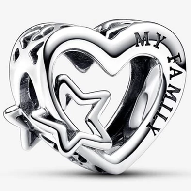 Pandora áttört szív és csillag charm - 792829C00