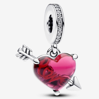 Pandora piros szív és nyíl muranói üveg függő - 793085C01