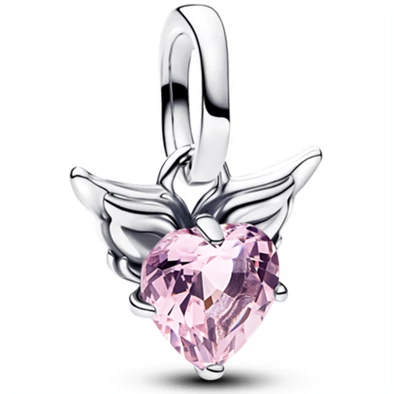 Pandora rózsaszín szárnyas szív mini függő  - 793626C02