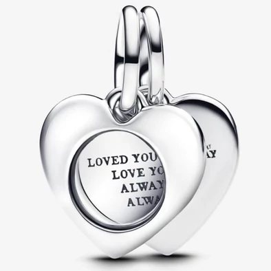 Pandora Gravírozható szív nagyító dupla függő charm - 793671C00