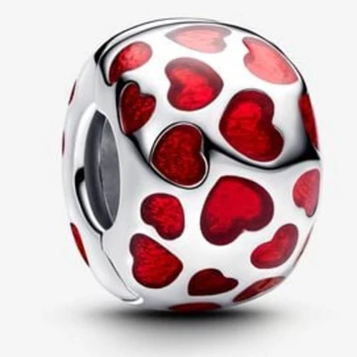 Pandora Szívek kerek klip charm - 793679C01 Pandora Szívek kerek klip charm - 793679C01