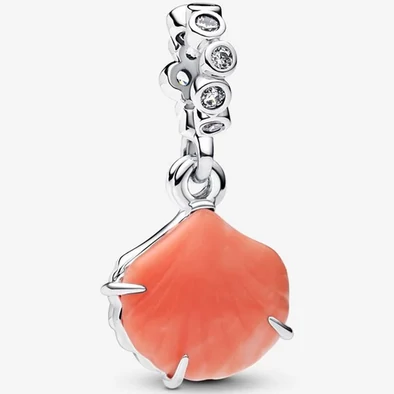Pandora korallszínű kagyló dupla függő charm - 793821C01