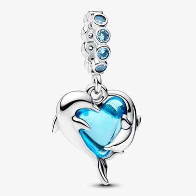 Pandora kék muranói üveg delfinek függő charm - 793924C01