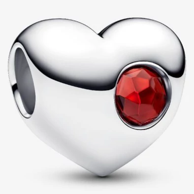 Pandora Piros január születésköves gravírozható szív charm - 794161C01